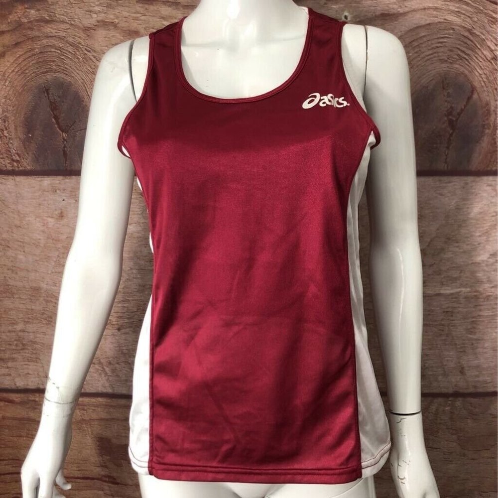ASICS Tank Top Shirt Red Color Block Medium